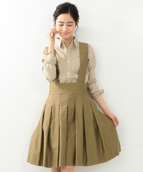 BEAMS BOY（ビームスボーイ）の「BEAMS BOY / モールスキン サスペンダー プリーツ（スカート・レディース・ブラック/ベージュ・ONE SIZE）」の11枚目の写真