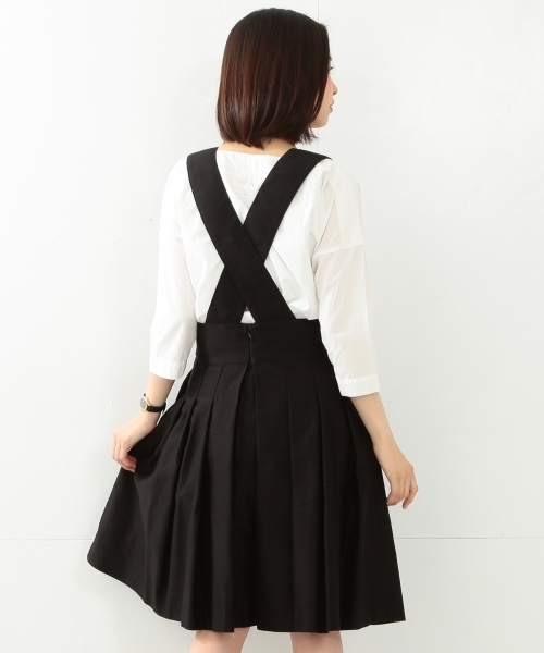 BEAMS BOY（ビームスボーイ）の「BEAMS BOY / モールスキン サスペンダー プリーツ（スカート・レディース・ブラック/ベージュ・ONE SIZE）」の9枚目の写真