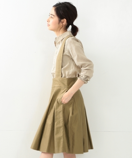 BEAMS BOY（ビームスボーイ）の「BEAMS BOY / モールスキン サスペンダー プリーツ（スカート・レディース・ブラック/ベージュ・ONE SIZE）」の7枚目の写真