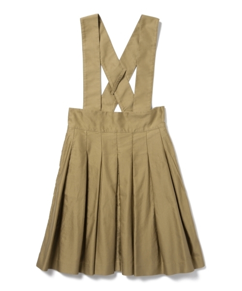 BEAMS BOY（ビームスボーイ）の「BEAMS BOY / モールスキン サスペンダー プリーツ（スカート・レディース・ブラック/ベージュ・ONE SIZE）」の3枚目の写真