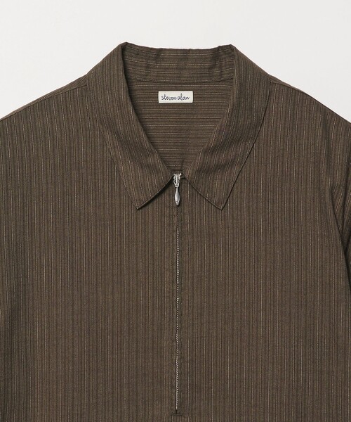 Steven Alan(スティーブンアラン)の「<Steven Alan> ドレープ ピーチストライプ ジップ プルオーバー(シャツ/ブラウス・メンズ・ダークグレー/ダークブラウン・XL/L/M/S)」の4枚目の写真