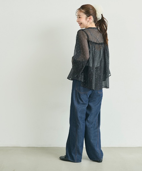 coca(coca)(コカ)の「箔ドットシアーフレアブラウス(シャツ/ブラウス・レディース・ブラック・M/S/L)」の4枚目の写真