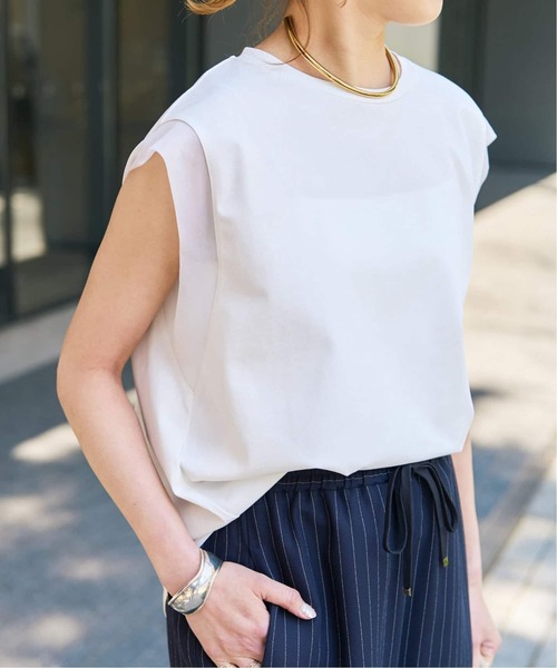 Spick & Span(スピックアンドスパン)の「《追加》オーガンジーコンビルーズプルオーバー(Tシャツ/カットソー・レディース・ホワイト系その他/ブラック・FREE)」の4枚目の写真