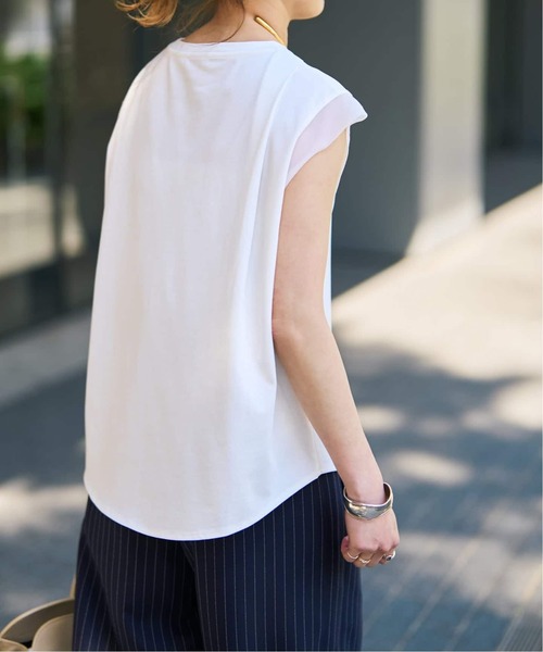 Spick & Span(スピックアンドスパン)の「《追加》オーガンジーコンビルーズプルオーバー(Tシャツ/カットソー・レディース・ホワイト系その他/ブラック・FREE)」の7枚目の写真