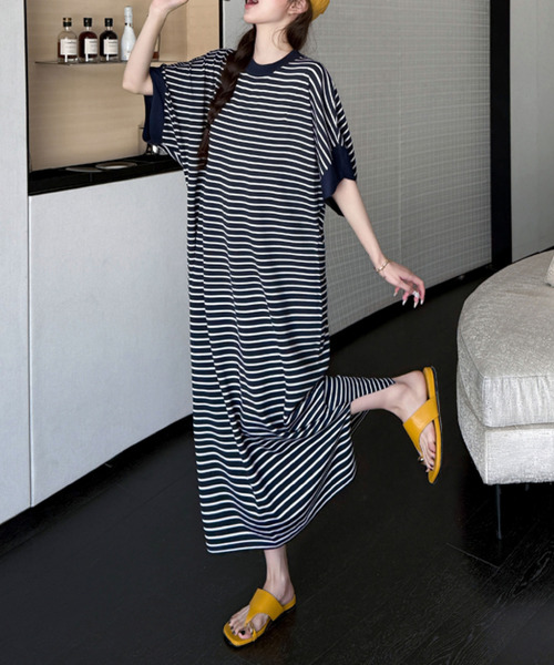 2ly2(トゥーリートゥー)の「ボーダー ロングワンピース(ワンピース・レディース・ネイビー・FREE)」の19枚目の写真