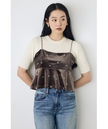AZUL by moussy | 【セットアップ対応】ベロア刺繍キャミソール　秋服　レイヤード(キャミソール)