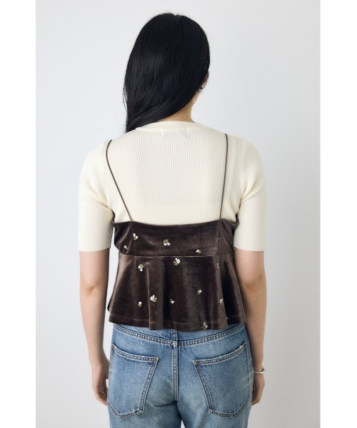 AZUL by moussy（アズールバイマウジー）の「【セットアップ対応】ベロア刺繍キャミソール（キャミソール・レディース・ブラック系その他/ブラウン系その他・FREE）」の15枚目の写真