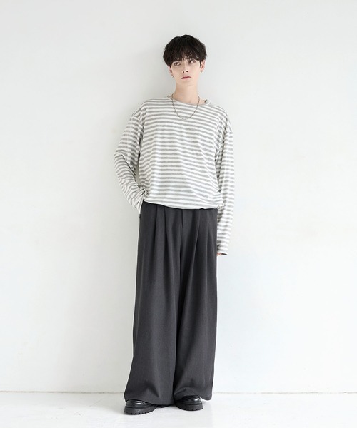 LILL(リル)の「TRPUワイドドレープハイウエストスラックス(スラックス・メンズ・ブラウン/グレー/チャコールグレー/ブラック・XL/L/M/S)」の6枚目の写真