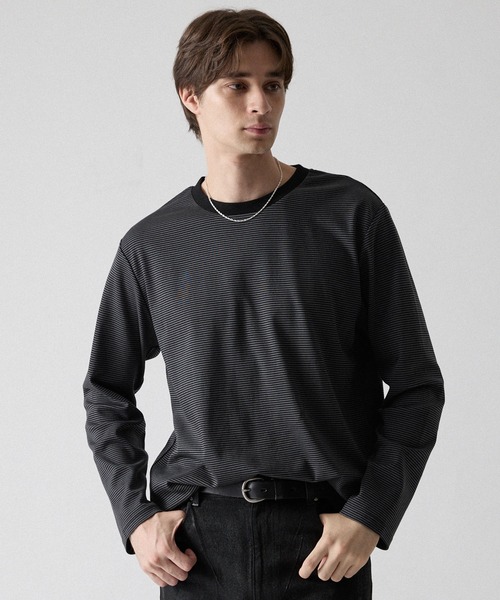 CLEL(クレイル)の「【CLEL】Giza Cotton Crew-Neck T-Shirt / ギザコットン クルーネックTシャツ(ロンT/吸水速乾)(Tシャツ/カットソー・メンズ・ブラック/ホワイト/グレー系/ダークブラウン/ワインレッド/グレー系1・S/XS/L/M)」の4枚目の写真
