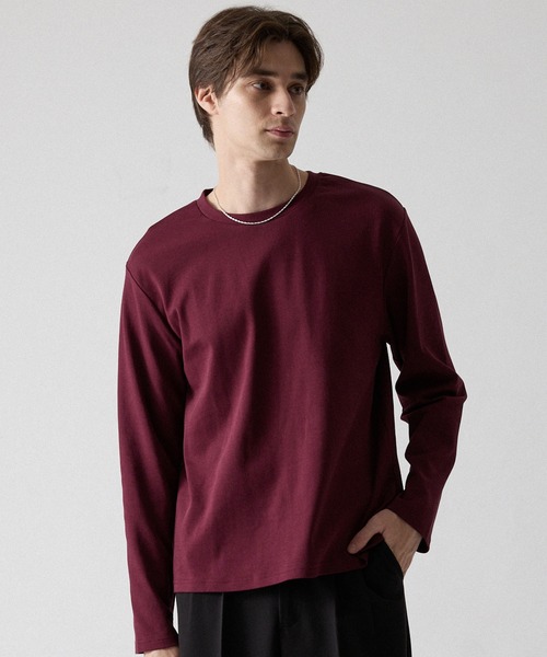 CLEL(クレイル)の「【CLEL】Giza Cotton Crew-Neck T-Shirt / ギザコットン クルーネックTシャツ(ロンT/吸水速乾)(Tシャツ/カットソー・メンズ・ブラック/ホワイト/グレー系/ダークブラウン/ワインレッド/グレー系1・S/XS/L/M)」の6枚目の写真