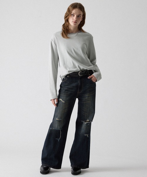 CLEL(クレイル)の「【CLEL】Giza Cotton Crew-Neck T-Shirt / ギザコットン クルーネックTシャツ(ロンT/吸水速乾)(Tシャツ/カットソー・メンズ・ブラック/ホワイト/グレー系/ダークブラウン/ワインレッド/グレー系1・S/XS/L/M)」の21枚目の写真
