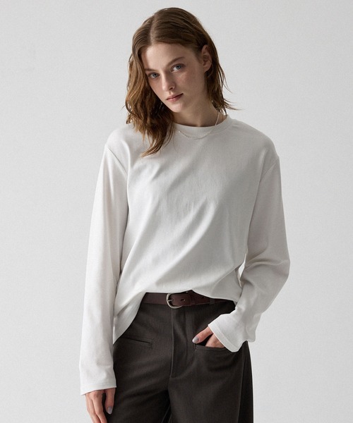 CLEL(クレイル)の「【CLEL】Giza Cotton Crew-Neck T-Shirt / ギザコットン クルーネックTシャツ(ロンT/吸水速乾)(Tシャツ/カットソー・メンズ・ブラック/ホワイト/グレー系/ダークブラウン/ワインレッド/グレー系1・S/XS/L/M)」の9枚目の写真