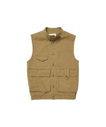 DEINET MULTI POCKET COTTON VEST IN BEIGE