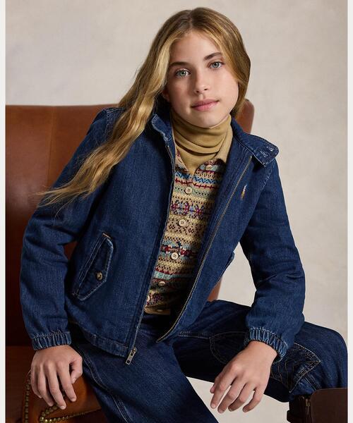 POLO RALPH LAUREN CHILDRENSWEAR(ポロ ラルフ ローレン チルドレンズウェア)の「インディゴ デニム モックネック ジャケット(デニムジャケット・キッズ・ブルー・L/M/S/XL)」の1枚目の写真