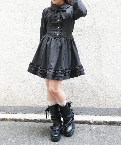 axes femme POETIQUE(アクシーズファムポエティック)の「ディテクティブチェックOP(ワンピース・レディース・ブラック/ネイビー/ブラウン・MEDIUM)」の2枚目の写真