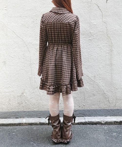 axes femme POETIQUE(アクシーズファムポエティック)の「ディテクティブチェックOP(ワンピース・レディース・ブラック/ネイビー/ブラウン・MEDIUM)」の6枚目の写真