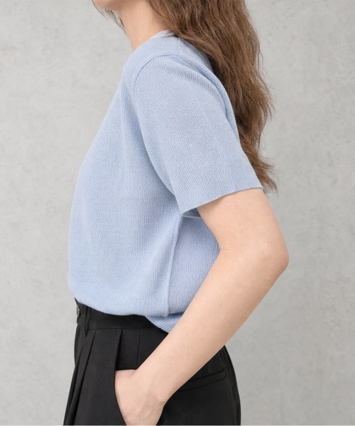 JOCOSA(ジョコサ)の「さらり涼感 半袖Vネックニット(ニット/セーター・レディース・ローズ/ライトイエロー/スカイブルー/ブラック/ホワイト・FREE)」の18枚目の写真