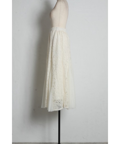 tocco closet（トッコ　クローゼット）の「【ZOZO限定】スパンコール×レース装飾スカート（スカート・レディース・アイボリー/ブラック・M）」の10枚目の写真