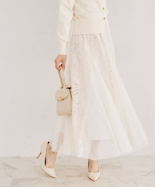 tocco closet（トッコ　クローゼット）の「【ZOZO限定】スパンコール×レース装飾スカート（スカート・レディース・アイボリー/ブラック・M）」の22枚目の写真