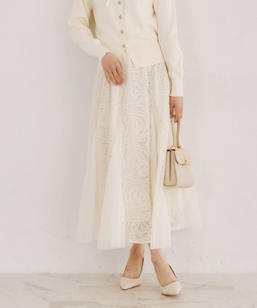 tocco closet（トッコ　クローゼット）の「【ZOZO限定】スパンコール×レース装飾スカート（スカート・レディース・アイボリー/ブラック・M）」の21枚目の写真