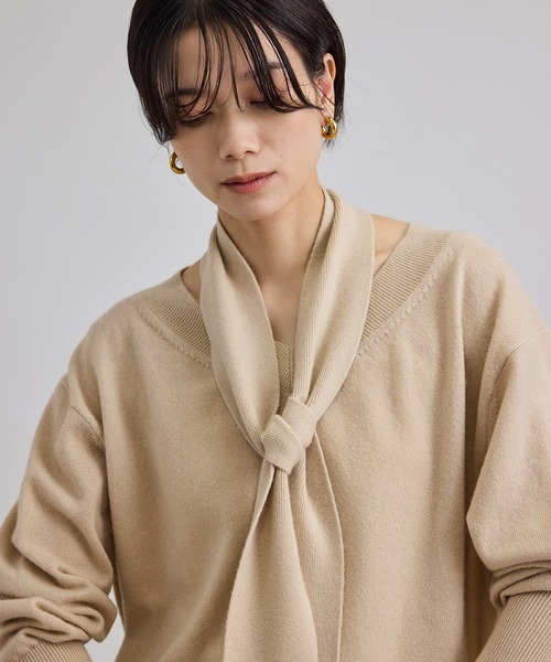 SALON adam et rope'(サロン アダム エ ロペ)の「WOOL/CASH ウールカシミヤストール(ストール/ショール・レディース・ベージュ・FREE)」の6枚目の写真