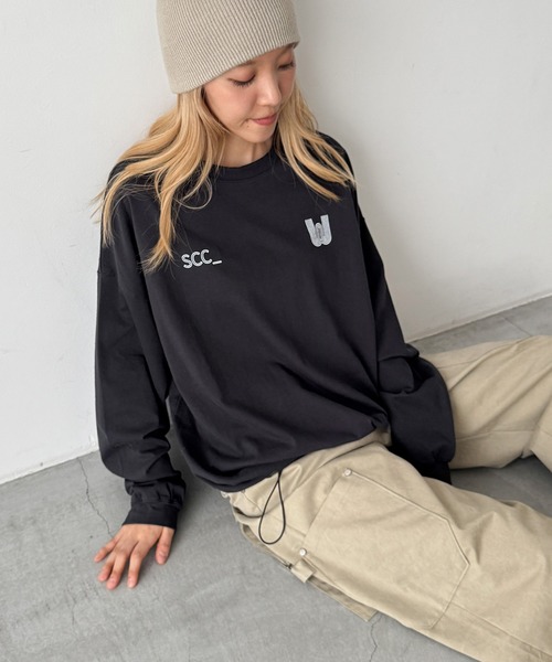 CANAL JEAN（キャナルジーン）の「Twelve12　SCC ロンT（Tシャツ/カットソー・レディース・チャコールグレー/オレンジ/ベージュ・ONE SIZE）」の9枚目の写真