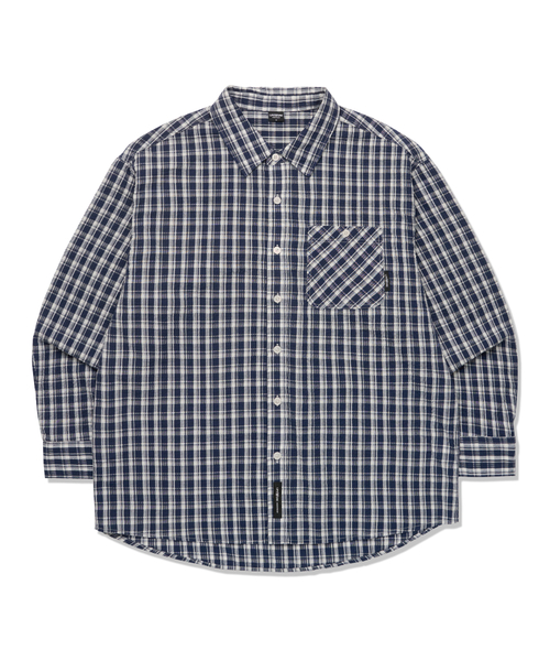 LIFE WORK（ライフワーク）の「ソフトチェックシアサーカー長袖シャツ（シャツ/ブラウス・メンズ・ネイビー/ホワイト・MEDIUM/LARGE）」の2枚目の写真