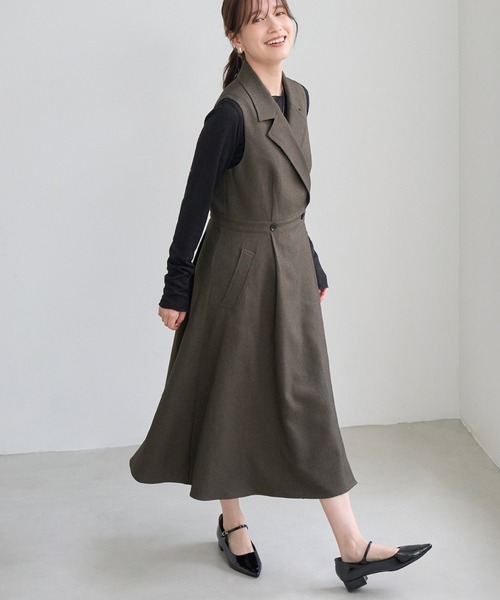 ROPE' PICNIC(ロペピクニック)の「トレンチジャンパースカート(ジャンパースカート・レディース・カーキ/ブラック・S/M)」の2枚目の写真