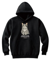 Moftique(モフティック) プルパーカー スウェット 裏毛 アメリカンショートヘア キャット ペット アニマル プリント トップス メンズ ユニセックス