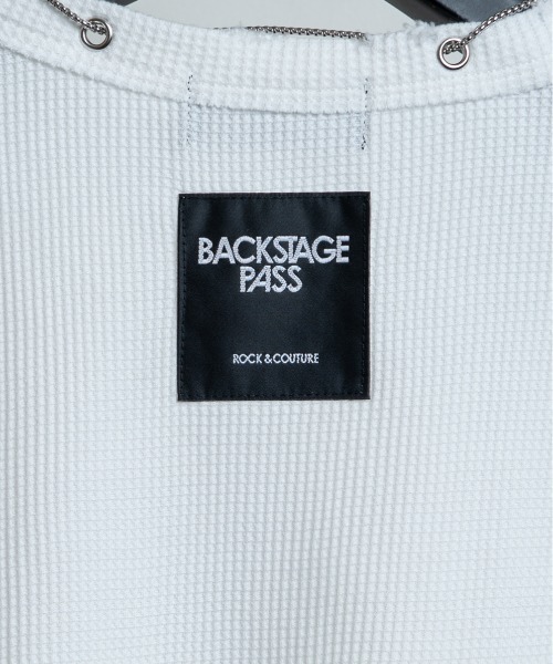 BACKSTAGE PASS（バックステージパス）の「CURSED CHURCH（カースト チャーチ)クロスネックレス付き ダメージワッフル 短丈スカル ロンT（Tシャツ/カットソー・メンズ・ホワイト/ブラック・FREE）」の9枚目の写真