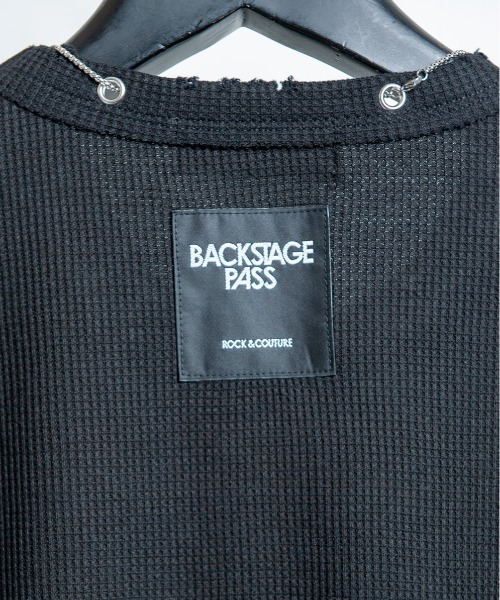 BACKSTAGE PASS（バックステージパス）の「CURSED CHURCH（カースト チャーチ)クロスネックレス付き ダメージワッフル 短丈スカル ロンT（Tシャツ/カットソー・メンズ・ホワイト/ブラック・FREE）」の16枚目の写真