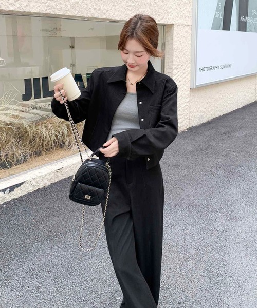FAVORITO(ファヴォリート)の「シャツトップスパンツセットアップ(セットアップ・レディース・ブラック・S/M/L)」の2枚目の写真