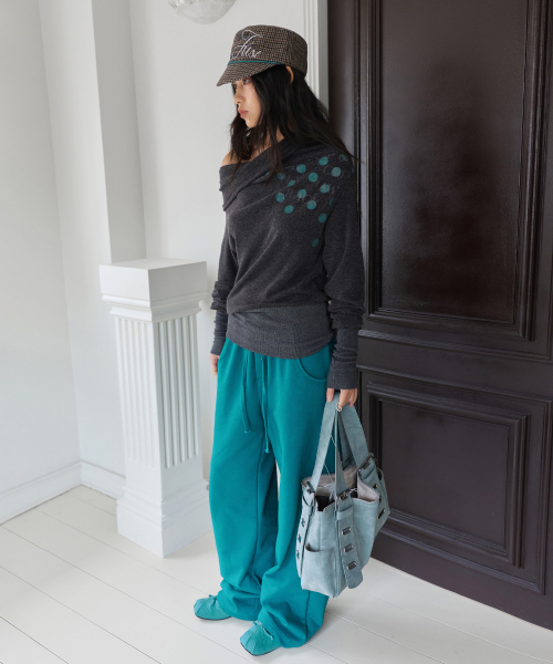PORTERNA(ポルテナ)の「シルバーグリッター スウェットパンツ - ティールブルー(スウェットパンツ・レディース・その他・FREE(OS))」の5枚目の写真