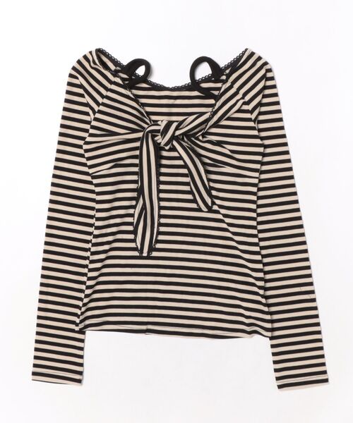 SOI.KUROI(ソイクロイ)の「twist ribbon strap wide v neck top / ツイストリボンストラップ付きワイドVネックトップス(Tシャツ/カットソー・レディース・グレー/ベージュ・FREE)」の16枚目の写真