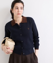 【U.S. POLO ASSN.】別注/配色襟つきニットPOカーデ