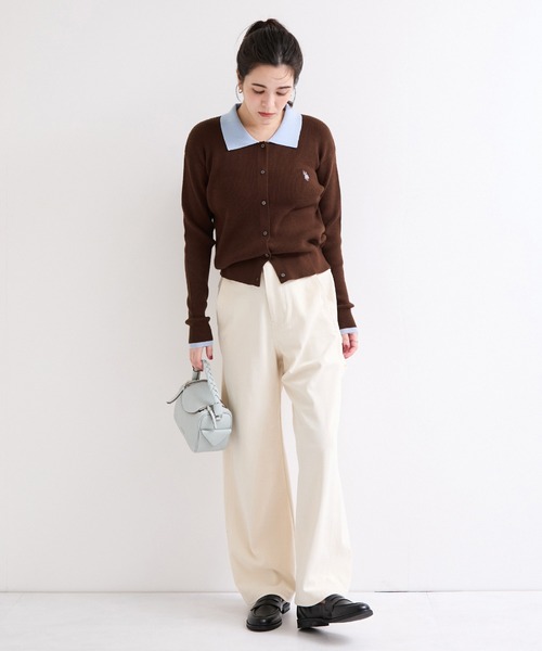 U.S. POLO ASSN.(ユーエスポロアッスン)の「【U.S. POLO ASSN.】別注/配色襟つきニットPOカーデ(カーディガン/ボレロ・レディース・ブラウン/ネイビー/グレー・FREE)」の5枚目の写真