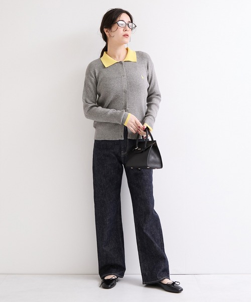 U.S. POLO ASSN.(ユーエスポロアッスン)の「【U.S. POLO ASSN.】別注/配色襟つきニットPOカーデ(カーディガン/ボレロ・レディース・ブラウン/ネイビー/グレー・FREE)」の9枚目の写真