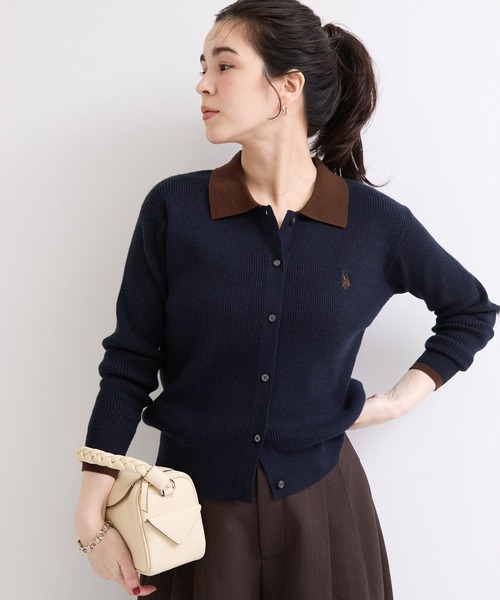 U.S. POLO ASSN.(ユーエスポロアッスン)の「【U.S. POLO ASSN.】別注/配色襟つきニットPOカーデ(カーディガン/ボレロ・レディース・ブラウン/ネイビー/グレー・FREE)」の11枚目の写真