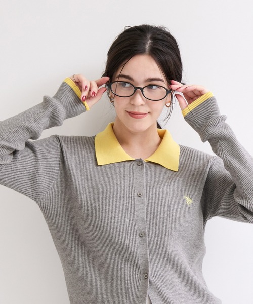 U.S. POLO ASSN.(ユーエスポロアッスン)の「【U.S. POLO ASSN.】別注/配色襟つきニットPOカーデ(カーディガン/ボレロ・レディース・ブラウン/ネイビー/グレー・FREE)」の12枚目の写真