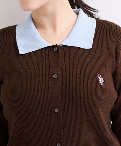 U.S. POLO ASSN.(ユーエスポロアッスン)の「【U.S. POLO ASSN.】別注/配色襟つきニットPOカーデ(カーディガン/ボレロ・レディース・ブラウン/ネイビー/グレー・FREE)」の16枚目の写真