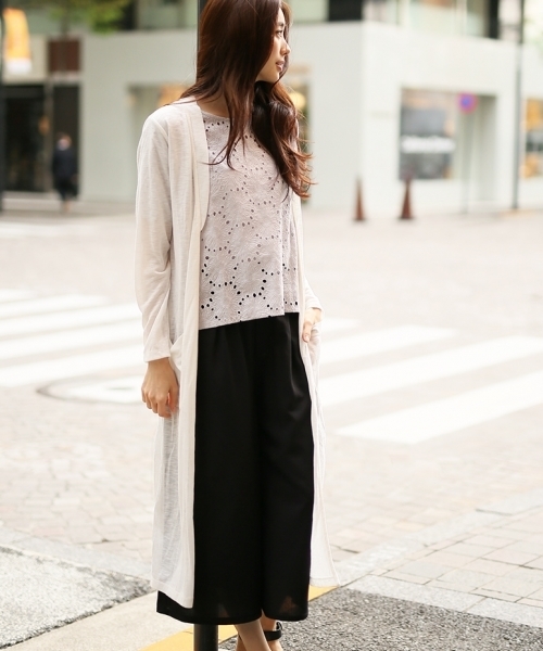 LEPSIM（レプシィム）の「カットマキシショールカーディガンLS 712974（カーディガン/ボレロ・レディース・オフホワイト/トップグレー/ダークネイビー・FREE）」の2枚目の写真