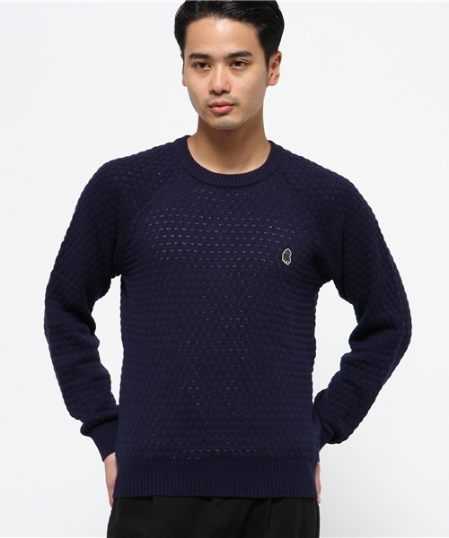 rehacer(レアセル)の「Cashmere Mix Waffle Knit by KENSEI YABUNO(ニット/セーター・メンズ・オフホワイト/グレー/ネイビー・LARGE/SMALL)」の3枚目の写真