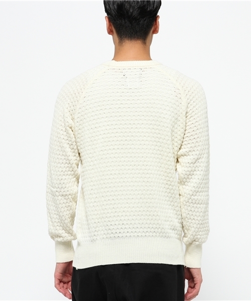 rehacer(レアセル)の「Cashmere Mix Waffle Knit by KENSEI YABUNO(ニット/セーター・メンズ・オフホワイト/グレー/ネイビー・LARGE/SMALL)」の5枚目の写真