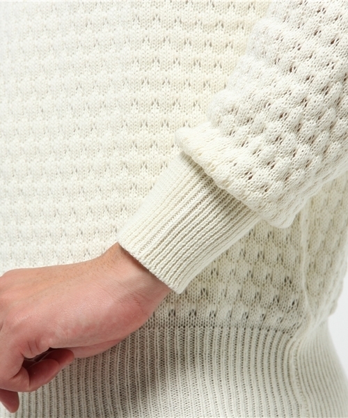 rehacer(レアセル)の「Cashmere Mix Waffle Knit by KENSEI YABUNO(ニット/セーター・メンズ・オフホワイト/グレー/ネイビー・LARGE/SMALL)」の7枚目の写真