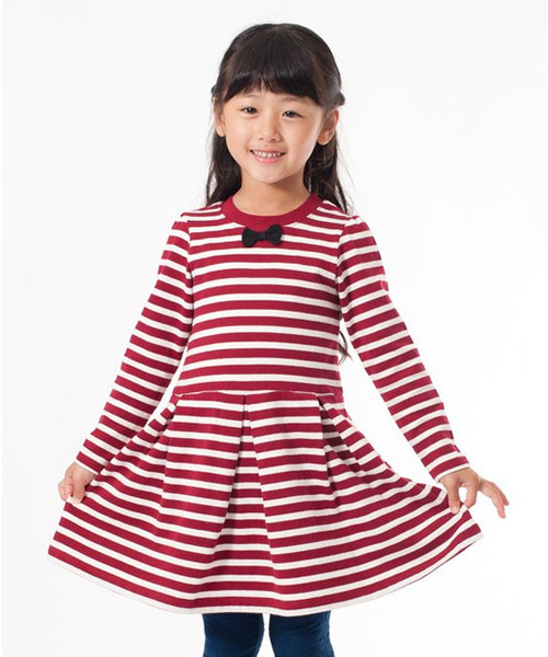 apres les cours(アプレレクール)の「デイリーボーダーワンピース(ワンピース・キッズ・ネイビー/ブラック/レッド・140/100/120/90/80/130/110)」の3枚目の写真