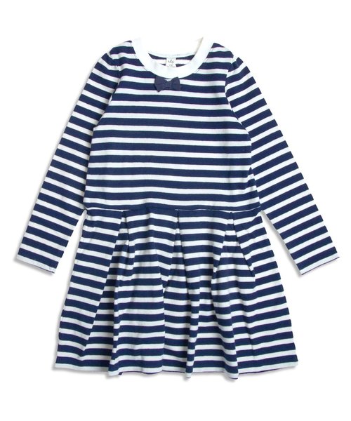 apres les cours(アプレレクール)の「デイリーボーダーワンピース(ワンピース・キッズ・ネイビー/ブラック/レッド・140/100/120/90/80/130/110)」の2枚目の写真