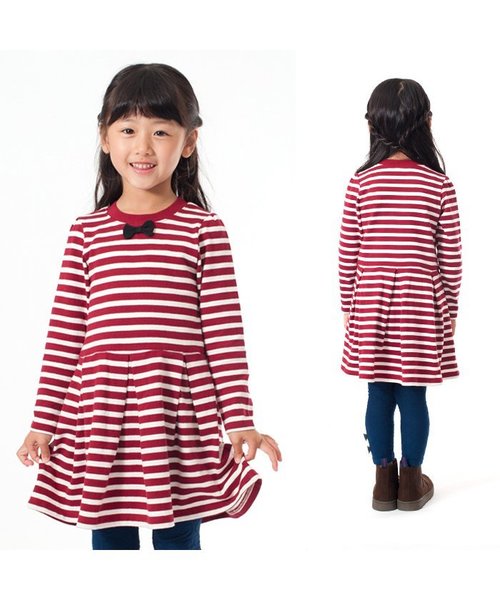 apres les cours(アプレレクール)の「デイリーボーダーワンピース(ワンピース・キッズ・ネイビー/ブラック/レッド・140/100/120/90/80/130/110)」の4枚目の写真