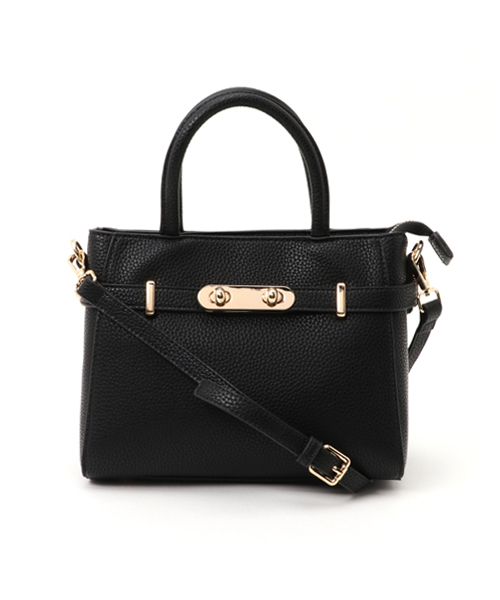 PLAIN CLOTHING(プレーンクロージング)の「フロントメタルハンドバッグ/ショルダーバッグ【PLAIN CLOTHING】(ショルダーバッグ・レディース・ベージュ/ネイビー/レッド/キャメル/グレー/ブラック・FREE)」の2枚目の写真