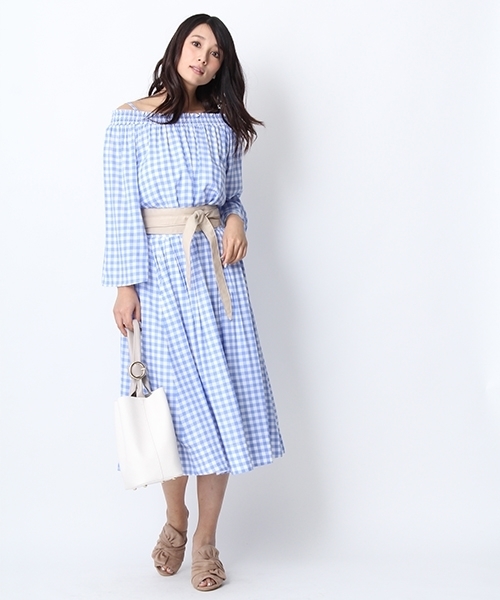 Andemiu（アンデミュウ）の「ムジガラギャザースカート749660（スカート・レディース・ブラック/ピンク/ホワイト/ブルー・FREE）」の7枚目の写真