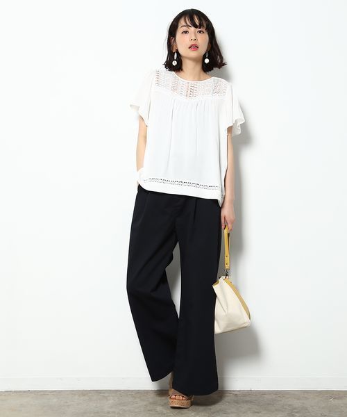 VIS（ビス）の「【WEB限定】ワンタックチノワイドパンツ（チノパンツ・レディース・ホワイト/ベージュ/ネイビー・S/M/L）」の11枚目の写真